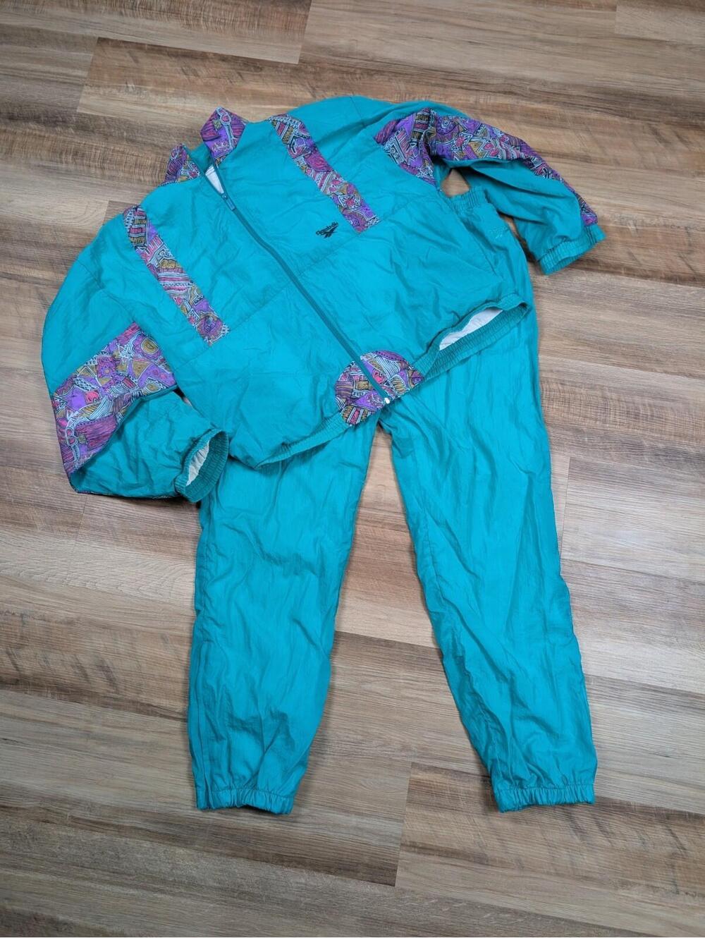 Vintage Reebok Track Suit Windbreaker & Pants Workout 80s 90s Women's Size XL